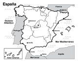 Map of Spain (black and white)