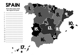 Map of Spain, numbered, fill in the names (mapa de España,
