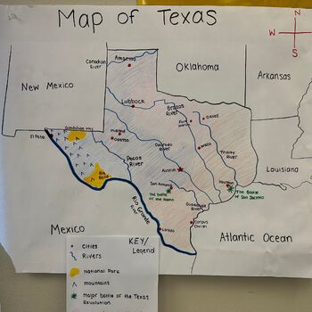 Map of Texas Project by The Curriculum Closet | TPT