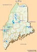 Map of major rivers and map of major lakes in the state of Maine, USA