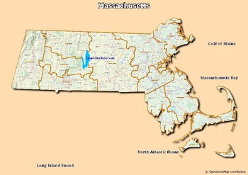 Preview of Map of major rivers and map of major lakes in the state of Massachusetts, USA