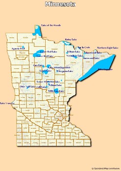 Preview of Map of major rivers and map of major lakes in the state of Minnesota, USA