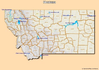 Preview of Map of major rivers and map of major lakes in the state of Montana, USA