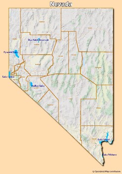 Preview of Map of major rivers and map of major lakes in the state of Nevada, USA