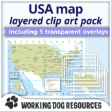 Map of the United States clip art pack