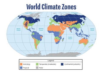 Map of the World's Climate Zones Worksheet by TEACH NOUHY | TPT