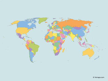 Preview of Map of the World with multicolor Countries (Robinson projection)