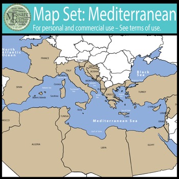 Preview of Map Clip Art: The Mediterranean Set {Messare Clips and Design}