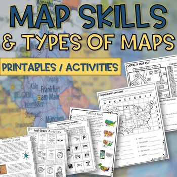 Preview of Map skills and Types of Maps Printables & Activities Pack