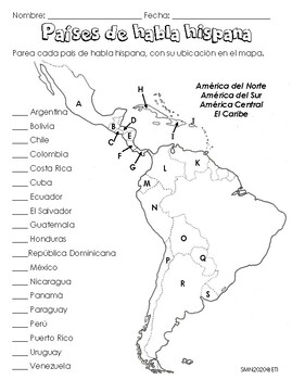 Mapa: Países de habla hispana by Educative Teaching Ideas | TpT