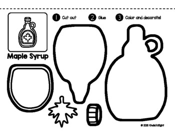 Preview of Maple Syrup Cut and Paste Fine Motor Activity Fun Scissor Skills Printable Craft