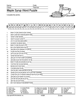 Maple Syrup Word Search Worksheet and Vocabulary Puzzle Activities