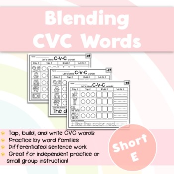 Mapping CVC Words Worksheets | Short E Word Families by Miss Charlton's ...