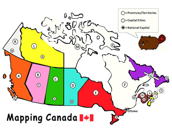 Preview of Mapping Canadian Provinces& Capital Cities