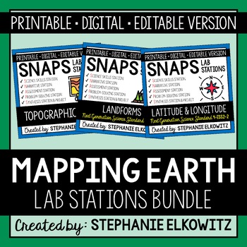 Preview of Mapping Earth Lab Stations Bundle | Printable, Digital & Editable