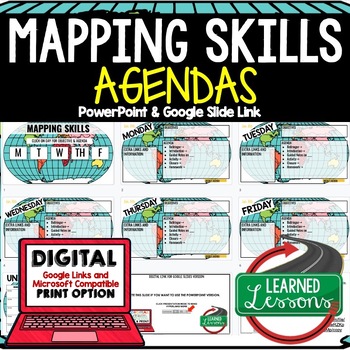 Preview of Mapping Skills Agenda PowerPoint & Google Slides, World Geography Agenda