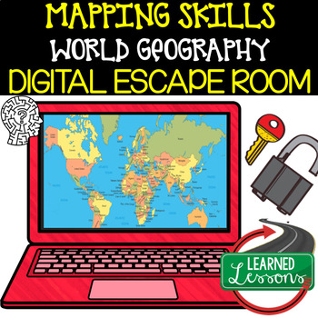 Preview of Mapping Skills Digital Escape Room, Mapping Skills Breakout Room, Review