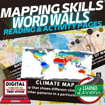 Preview of Mapping Skills Word Wall Activity Pages World Geography Word Wall