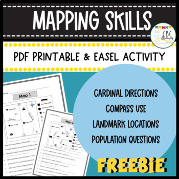 Preview of Mapping Skills Worksheets Cardinal Directions Compass Use Easel Activity
