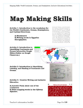 Preview of Mapping Skills: World Continents, Oceans, and Hemispheres.