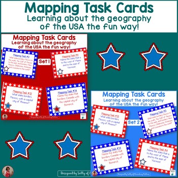 Preview of Mapping Task Cards USA Learning Geography of the United States  Sets 1 & 2