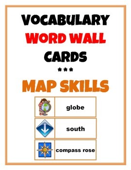 Preview of Word Wall Vocabulary Cards: Map Skills