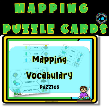 Preview of Mapping Vocabulary Puzzle, 15 puzzle cards basic mapping terms