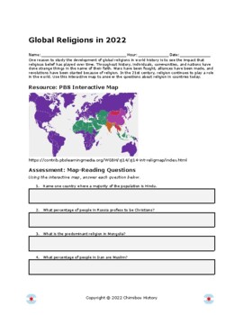 Preview of Mapping World Religions in the 21st Century (Printable)