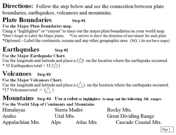 Preview of Mapping and Graphing Earthquakes Volcano Mountains and Plate Boundaries