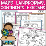 Maps & Globes 7 Continents & Oceans Landforms Map Skills Activities