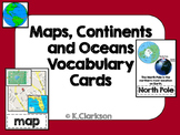 Maps, Oceans, and Continents Vocabulary Cards