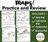 Maps Practice Bundle  Virginia Product Map Weather Map Pop