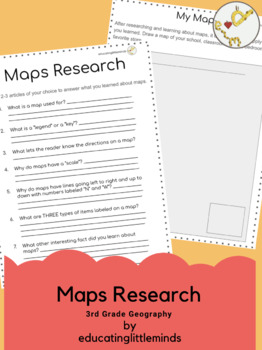 Preview of Maps Research (Geography Acitvity for Third Grade)