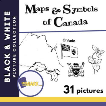 Preview of Maps & Symbols of Canada Black & White Picture Collection Grades K-8