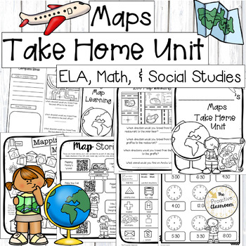 Preview of Maps Take Home Packet Remote Distance Learning At Home Coronavirus 1st Grade