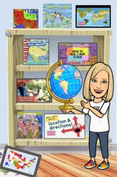 Preview of Maps and Globes Bitmoji Digital Library/Book Room