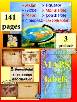 Preview of Maps and Globes Editable Template Classroom Decor distance learning