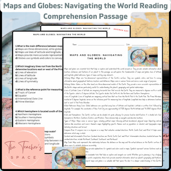 Preview of Maps and Globes: Navigating the World Reading Comprehension Passage