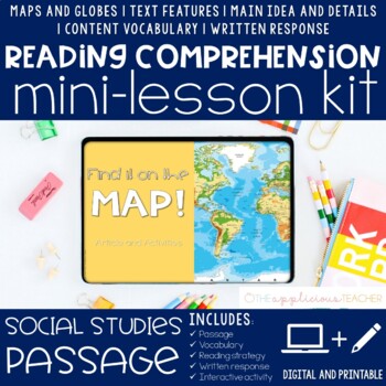 Preview of Maps and Globes Reading Comprehension Mini Lesson Print and Digital