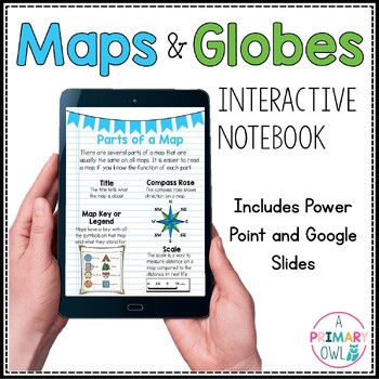 Preview of Maps and Globes Skills Digital Interactive Notebook PowerPoint Google Slides