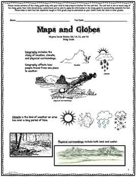 Maps and Globes Study Guide for First Grade by Just Jan | TPT