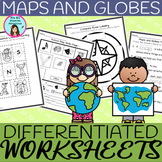 Maps and Globes Unit Worksheets - DIFFERENTIATED