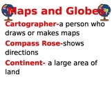 Maps and Globes Vocabulary Word Wall