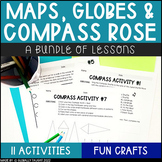 Maps and Globes and Compass Rose Lesson Bundle with Geogra