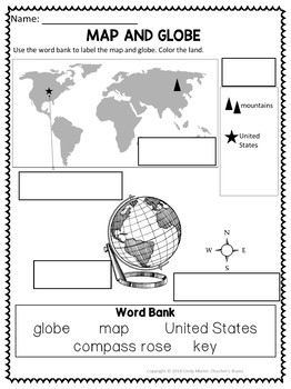Maps and Globes for Kindergarten and 1st Grade Activities Unit | TpT