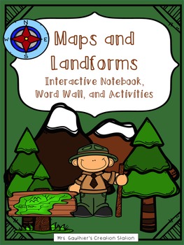 Preview of Maps and Landforms Interactive Notebook and Activities