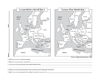 Detailed Map: Europe After World War 1 Map Worksheet Answers