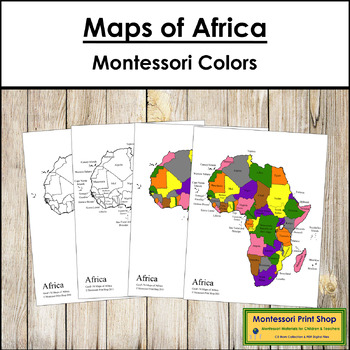 Preview of Maps of Africa (Color & Blackline Masters) - Montessori color-code
