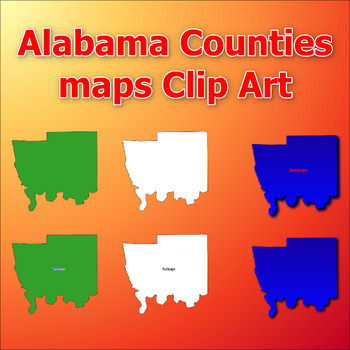 Preview of Maps of Alabama Counties Clip Art map Color, Black and White Commercial Use