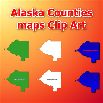 Preview of Maps of Alaska Counties Clip Art map Color, Black and White Commercial Use